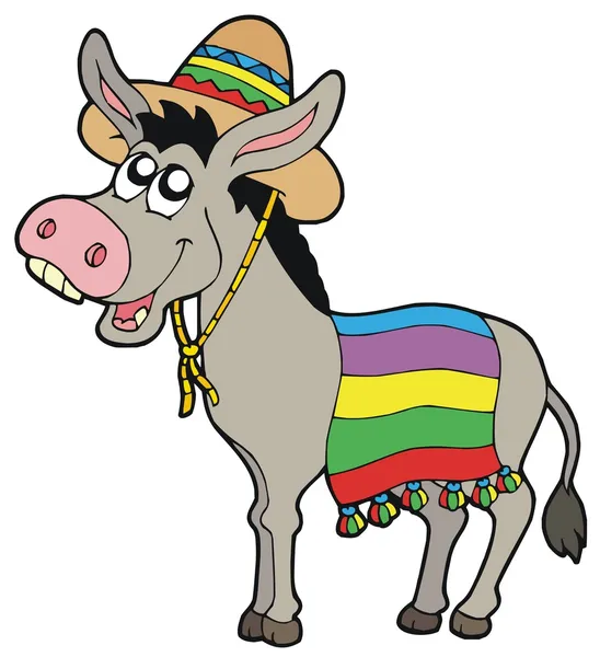 Mexikanischer Esel mit Sombrero — Stockvektor