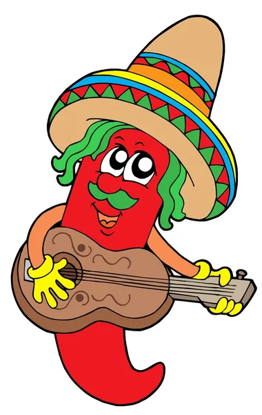 墨西哥辣椒的吉他手 — 图库矢量图片