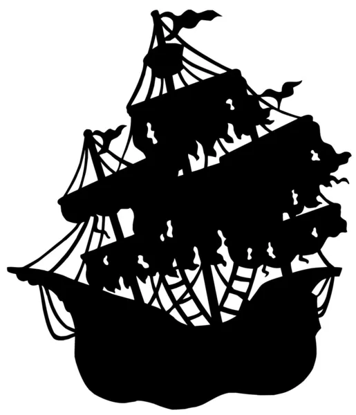 Mysterious ship silhouette — Stock Vector