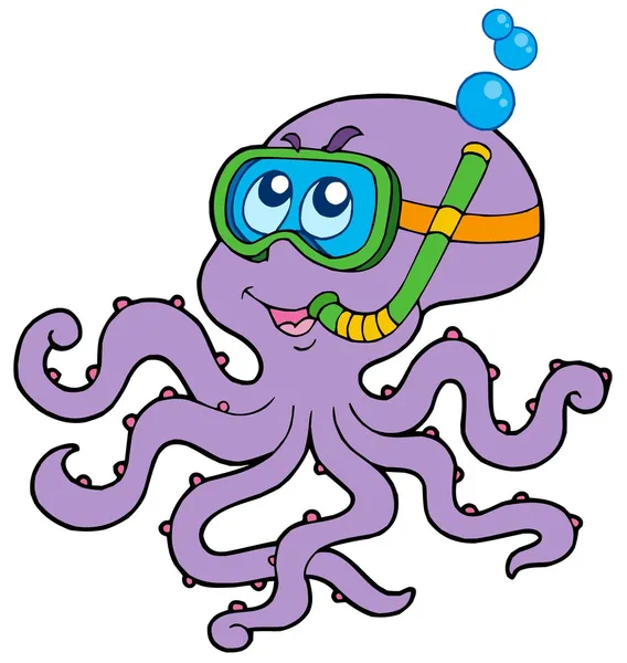 Oktopus-Schnorcheltaucher — Stockvektor