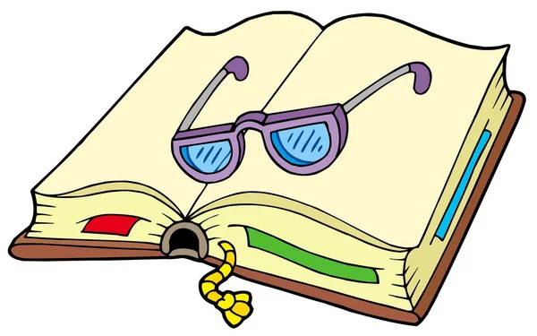 Άνοιγμα βιβλίου με γυαλιά — Διανυσματικό Αρχείο