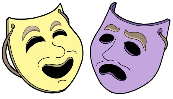 Par de máscaras de teatro — Vector de stock