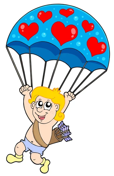 Cupido de paracaídas — Vector de stock