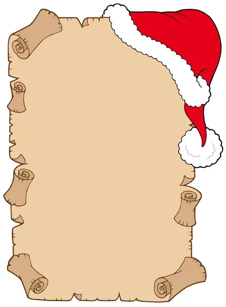 Parchment with Christmas hat — Stock Vector