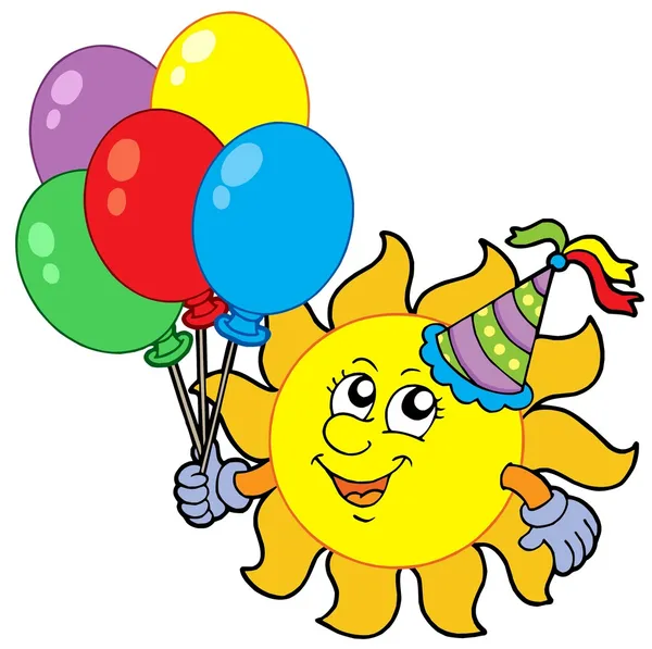 Party sun with balloons — Stock Vector
