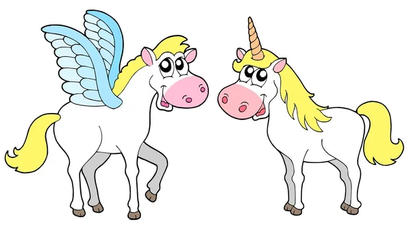 Pegasus dan unicorn - Stok Vektor