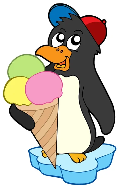 Pinguino con gelato — Vettoriale Stock