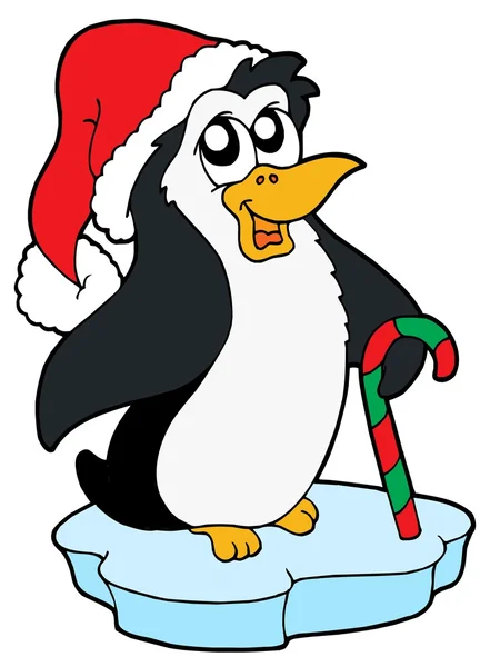 企鹅在圣诞帽 — 图库矢量图片