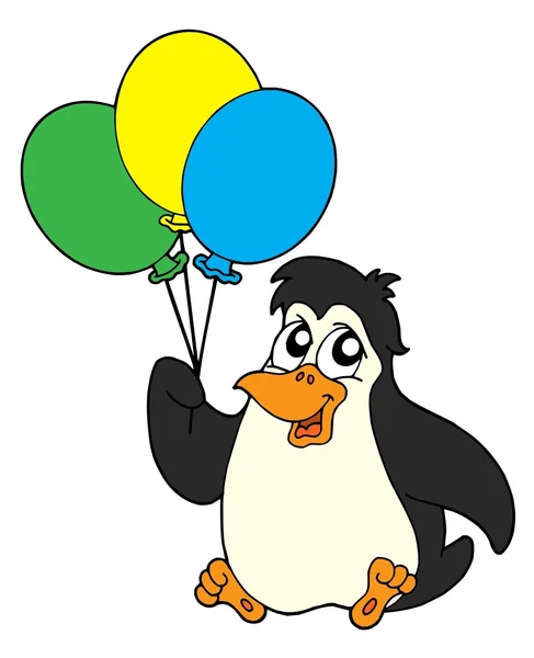 Pingüino con globos — Vector de stock