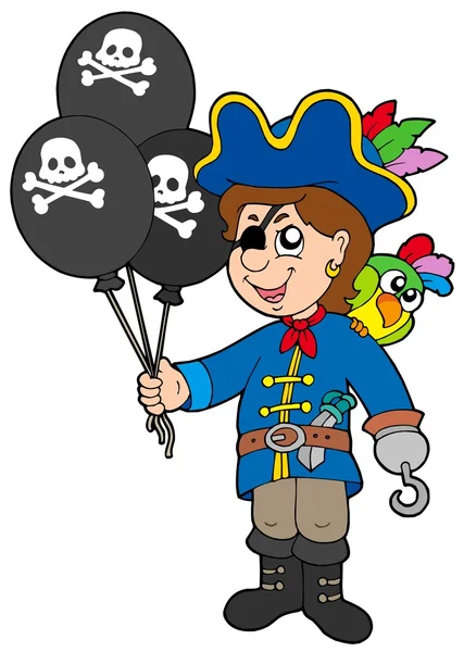 Pirate jongen met ballonnen — Stockvector