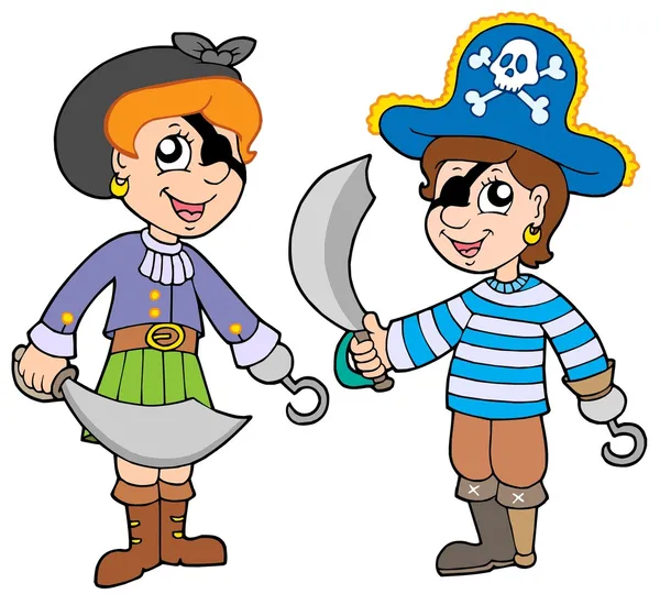 Pirate boy and girl — Stock Vector