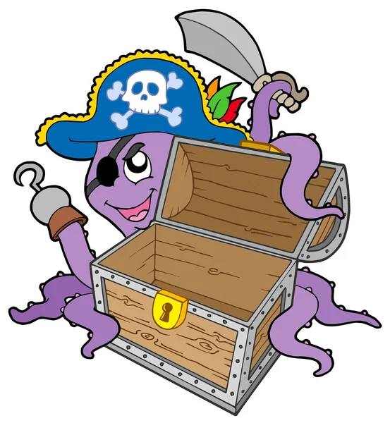 Пиратский осьминог с грудью — стоковый вектор