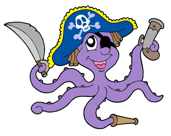 Pirátská chobotnice s šavle — Stockový vektor