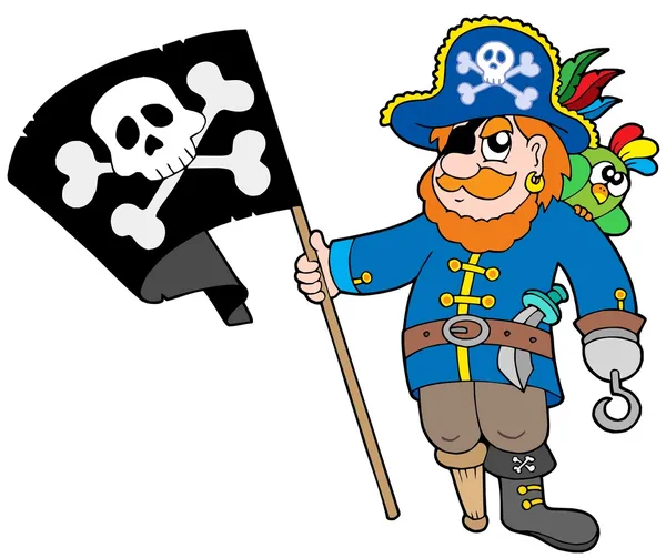Pirate with flag — Stock Vector