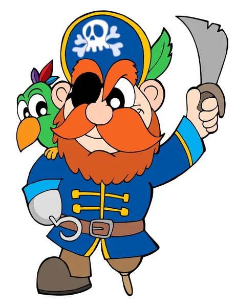 Pirate with sabre and parrot — Stock Vector