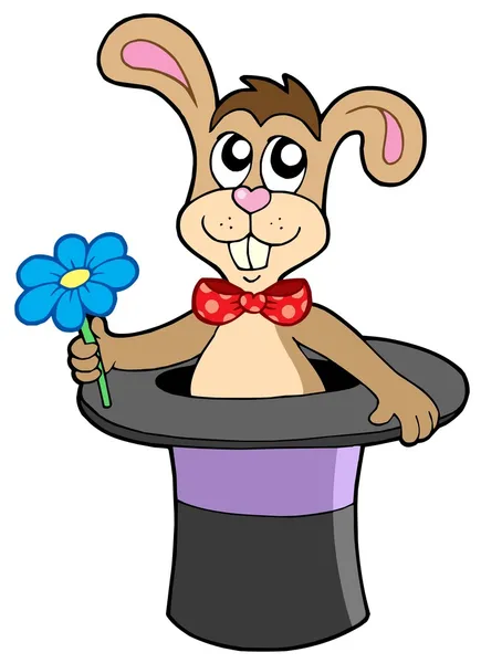 Rabbit with flower in hat — Stock Vector
