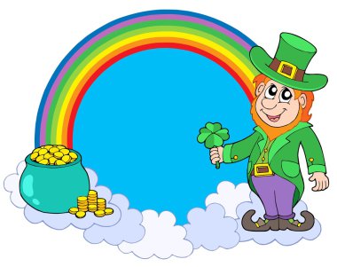 Rainbow circle with leprechaun clipart