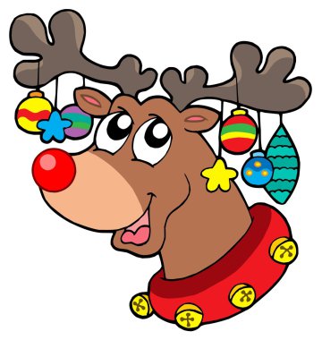 Reindeer with Christmas decorations clipart