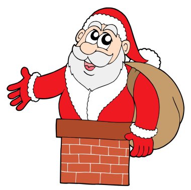 Santa Claus in chimney clipart