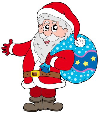 Santa Claus with more gifts clipart