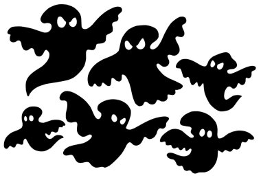 Scary ghost silhouettes clipart