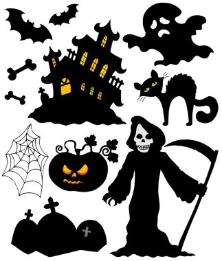 Set of Halloween silhouettes clipart