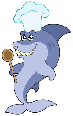 Shark chef with spoon clipart