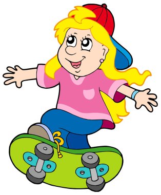 Skateboarding girl clipart