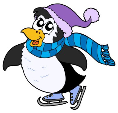 Skating penguin clipart