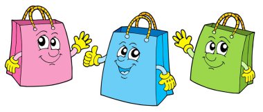 Smiling shopping bags clipart