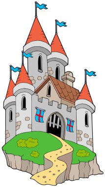 Spectacular medieval castle on hill clipart