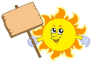 Summer Sun with wooden table clipart