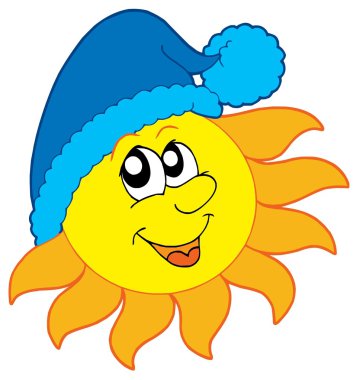 Sun in winter cap clipart