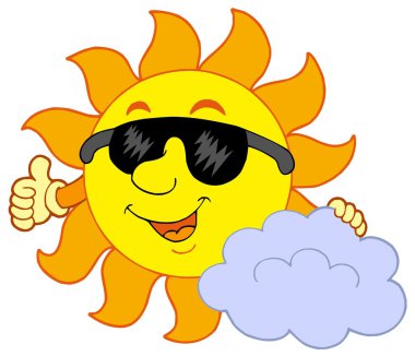 Sun with cloud clipart