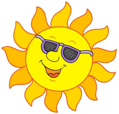 Sun with sunglasses clipart