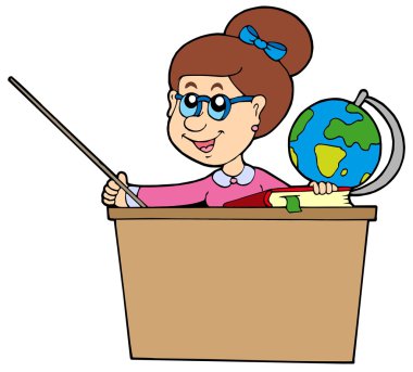 Teacher behind the desk clipart