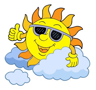 Sun with sunglasses clipart