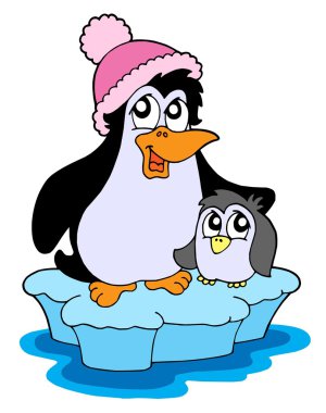 Two penguins on iceberg clipart