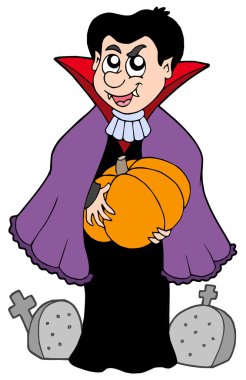 Vampire with pumpkin clipart