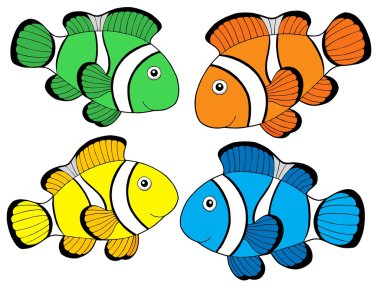 Various color clownfishes 1 clipart