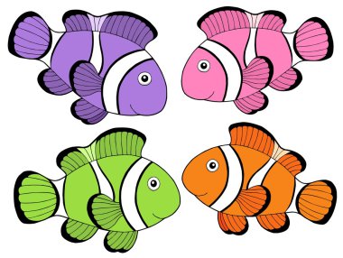 Various color clownfishes 2 clipart