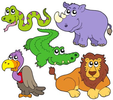 Wildlife cute animals collection clipart