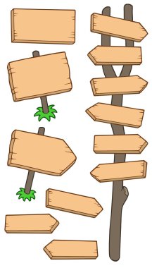 Wooden roadsigns collection clipart