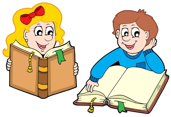 Čtení chlapec a dívka — Stockový vektor