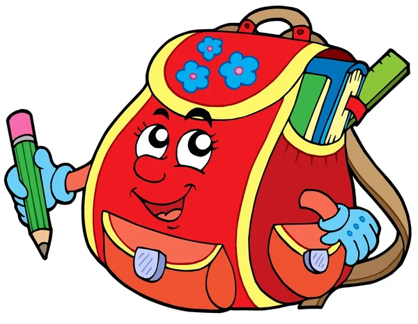 Kırmızı okul çantası — Stok Vektör