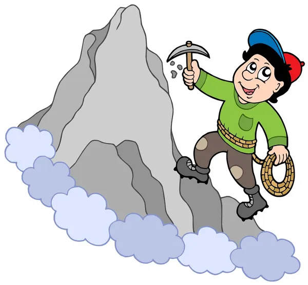Rock climber on mountain — Stock Vector