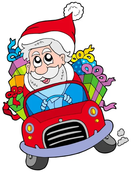 Papai Noel carro de condução —  Vetores de Stock