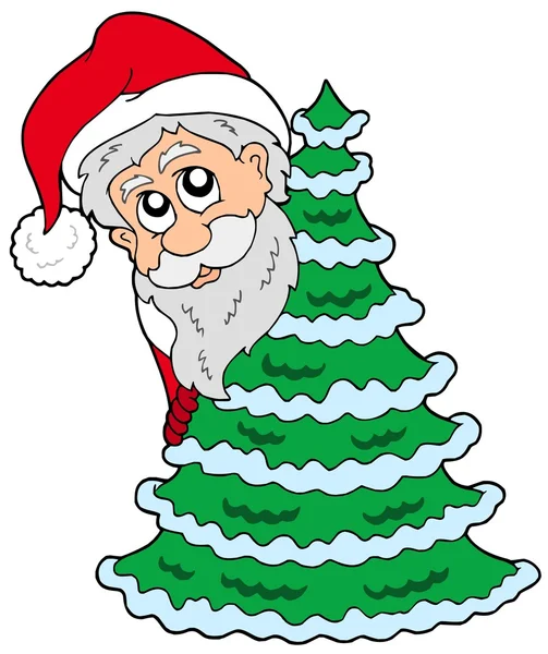 Papai Noel e árvore de Chrismas — Vetor de Stock