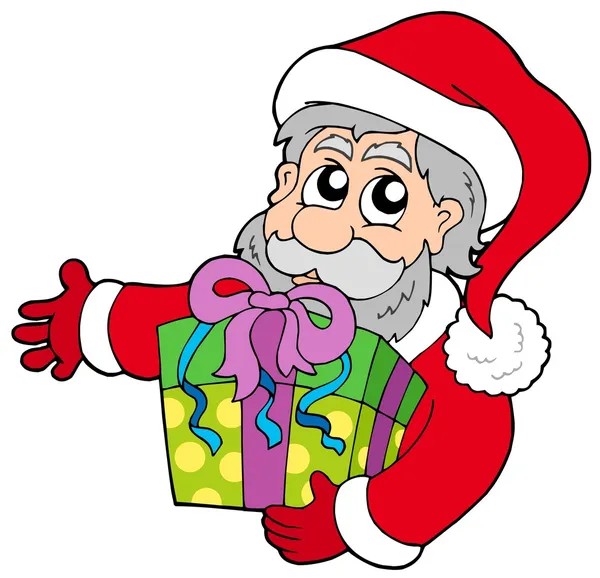 Noel Baba holding hediye — Stok Vektör