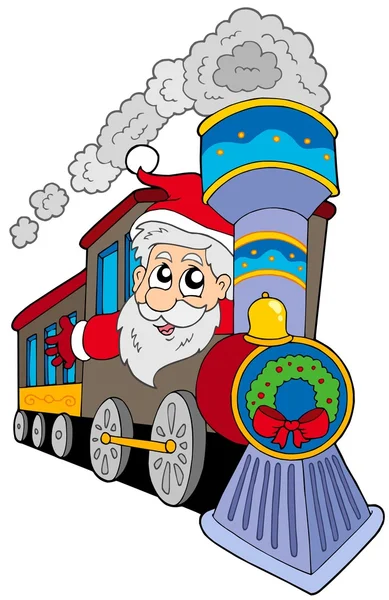 圣诞老人在列车上 — 图库矢量图片